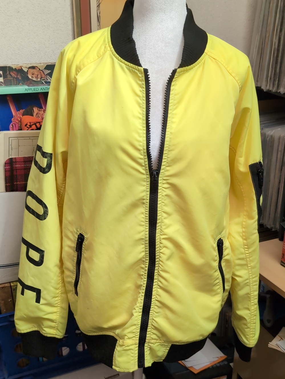 DOPE Yellow and Black Bomber Jacket XL